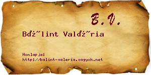 Bálint Valéria névjegykártya